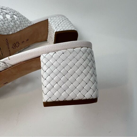 EUC Loeffler Randall Lulu Mule White Leather Woven Block Heel Sz 9 - Picture 9 of 11